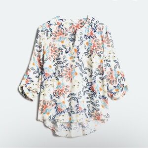 Daniel Rainn Orange 3/4 Sleeve Notched Collar Blouse